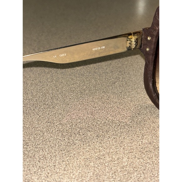 Linda Farlow Luxe CAT 2‎ Square Oversize Burgendy Snakeskin Sunglasses $740 main image 7